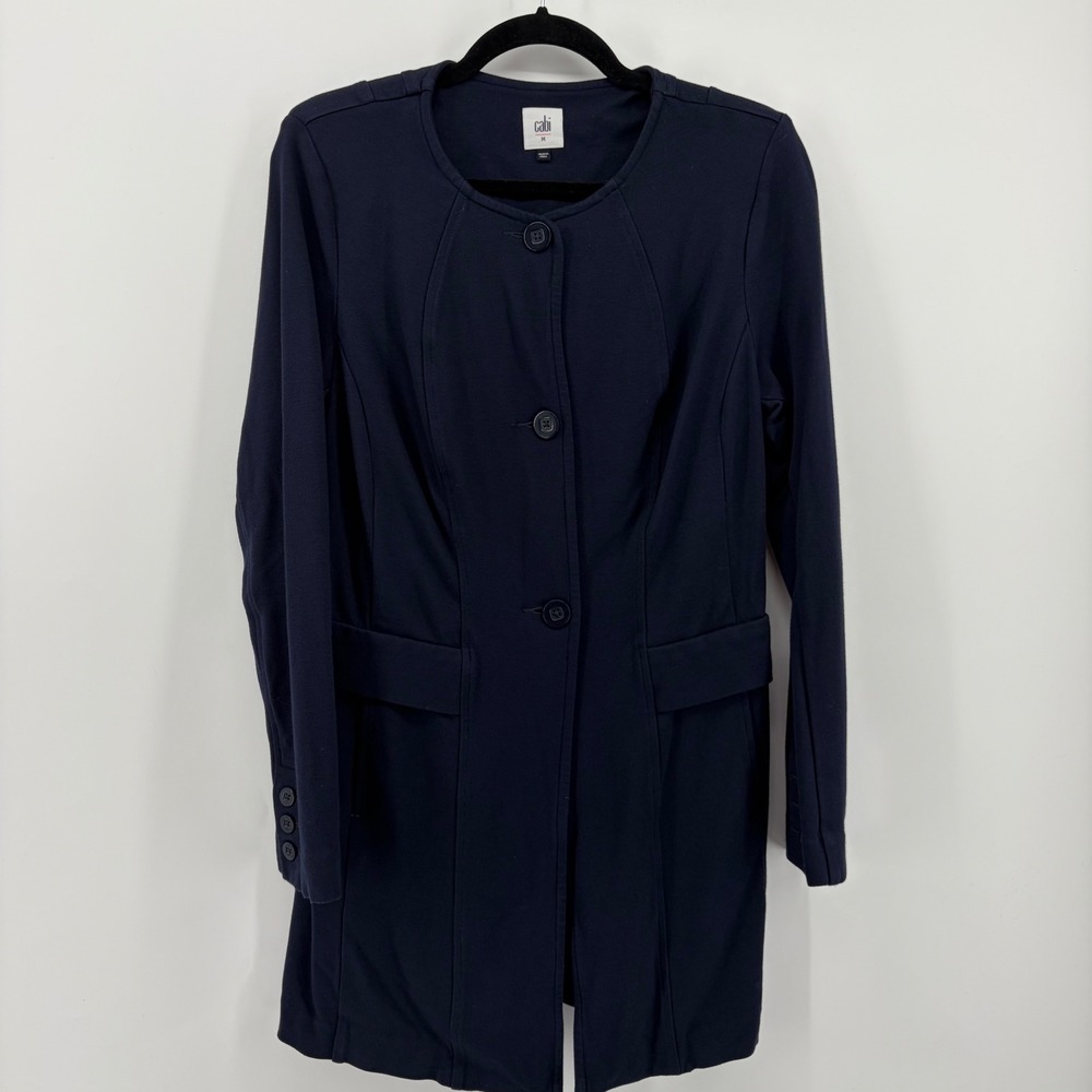 Cabi Navy Blue Button Front Long Sleeve Jacket Blazer Women's Medium